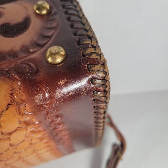 Vintage Joo-Kay Rustic Southwestern Hand Tooled Leather Shoulder Bag - Picture 16 of 16